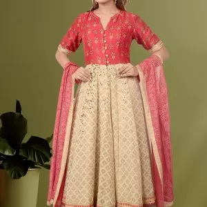 Beige Anarkali Dress