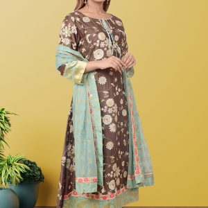 Brown Chanderi Silk  Kurta Set