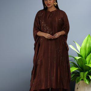 Brown Silk Muslin kaftan