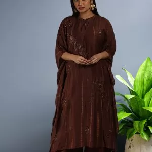 Brown Silk Muslin kaftan