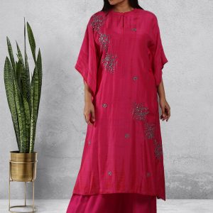 Hot Pink Silk Muslin Kaftan