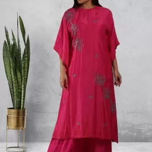 Hot Pink Silk Muslin Kaftan