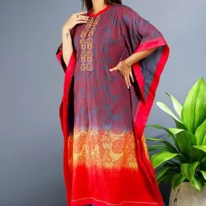 Navy Blue Shaded Chanderi Silk Kaftan