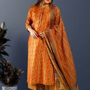 Mustard Chanderi Silk Kurta Set