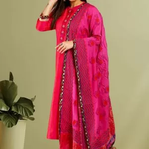 Red Chanderi Silk Kurta Set