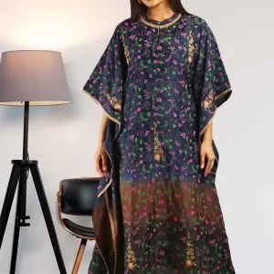 Navy Blue Muslin Kaftan Dress