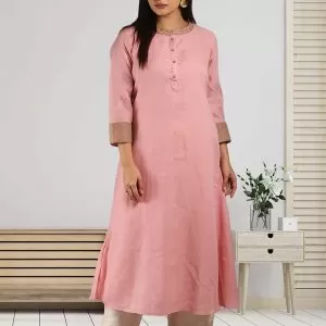 Pink Linen Indo Western Dress